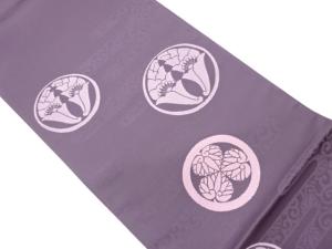 ヱ霞に丸・花・葉模様織出し袋帯